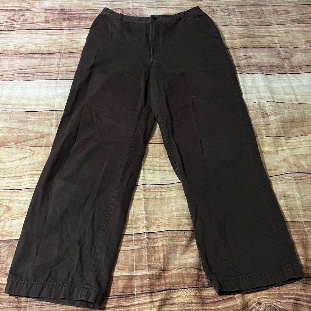 Sunday Best Brown High-Waisted Cotton Pants With Elastic Cuffs Womens Size 10